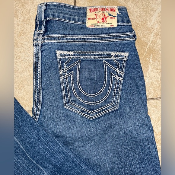 Women’s True Religion Johnny Big QT Straight Stitch Blue Jeans 27x32 Light Wash - Picture 7 of 7